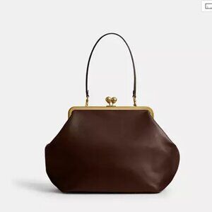 Coach Large Kisslock Bag (smooth leather/Brass/Dark Brown)
